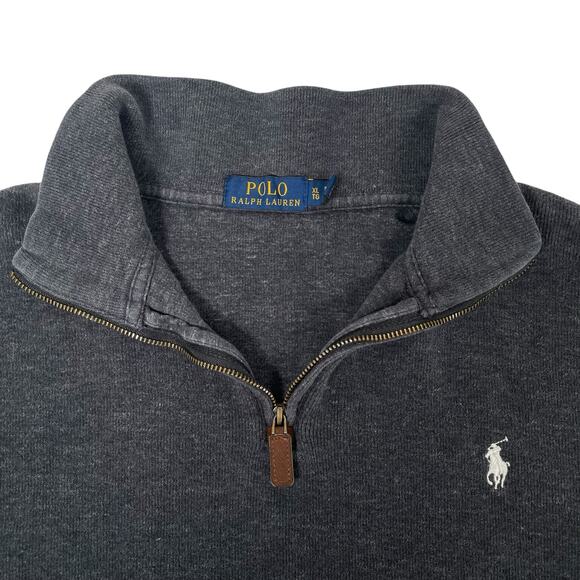 Polo Ralph Lauren Mens XL Quarter Zip Sweater Mock Neck Pullover Gray White - Picture 3 of 6